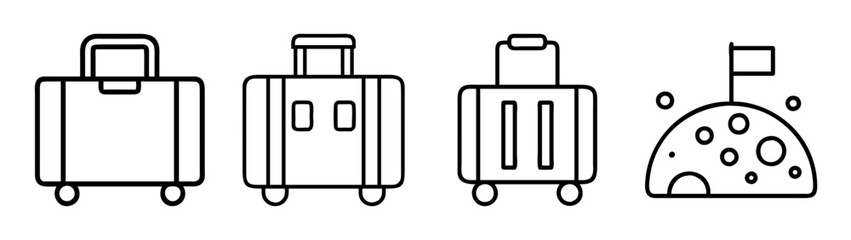 Travel the world with luggage and explore the moon with flag, a journey of a lifetime trip dream