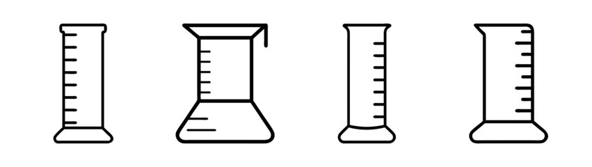Measuring cylinders vector illustration for science lab equipment and chemical experiments design elements