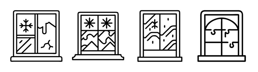 Window designs vector illustration set of four different window styles for architecture use