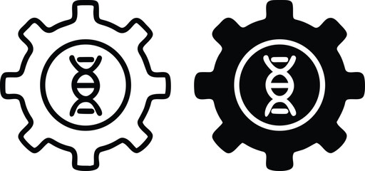 Obraz premium Genetic Engineering Icon – DNA Gear Symbol for Biotechnology and Innovation or Vector Silhouette..eps