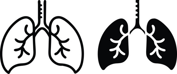 Human Lungs Icon – Respiratory System Health and Breathing Symbol or Vector Silhouette..eps