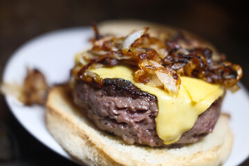 beef minced meat burger as american food 