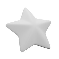 3D White star icon, Star mockup isolated on white background, 3D Illustration. Mockup template. 3D Rendering