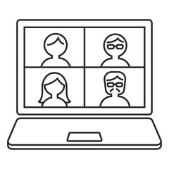 会議、ミーティング、Web会議のイラスト（オンラインミーティングの画面）