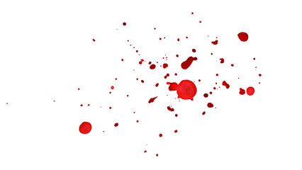 Watercolor red splashes isolated on white background. Illustration of ink blobs. Splash of paints, spray drops blood. Abstract Liquid watercolor paint stains