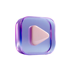 Play button icon isolated on transparent background, a modern and glossy design