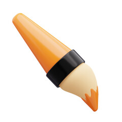 3D Render of Paint Brush with Orange Paint