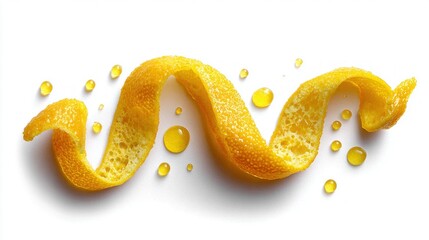 Fototapeta premium Fresh orange peel with droplets of essential oil on a white background