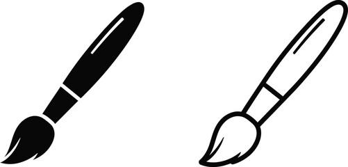 Wide paintbrush silhouette vector icon set
