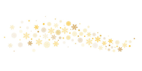 Snow curve vector background, Christmas flying snowflakes glitter, magic sparkles confetti wave border.