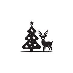 Festive christmas tree and reindeer graphic design a striking silhouette
