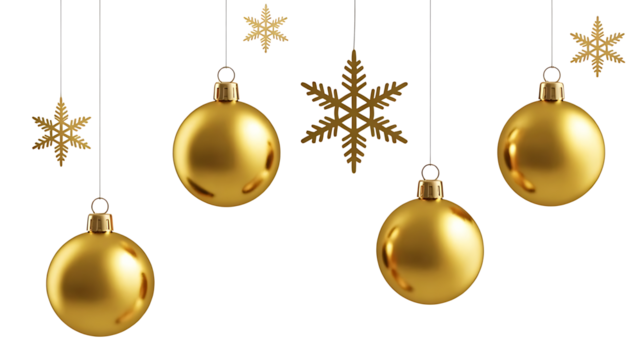 Gold Christmas Ornaments Snowflakes Hanging Baubles Festive Decor