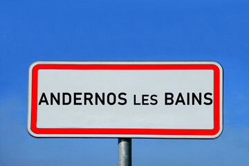 Obraz premium Ortsschild Andernos-les-Bains