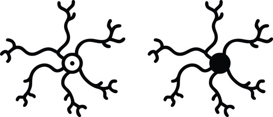 Neuron Cell Icon Vector – Neural Network Biology Illustration and Vector Silhouette..eps