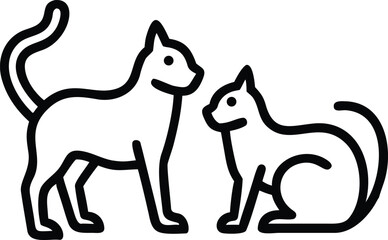 Two black cats with detailed line art. One is standing, and the other is seated