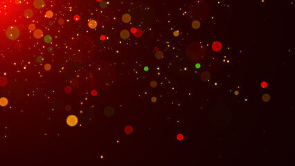 christmas and new year glitter stars and red green bokeh lights ,light ray with shiny and glowing gold particles social media background