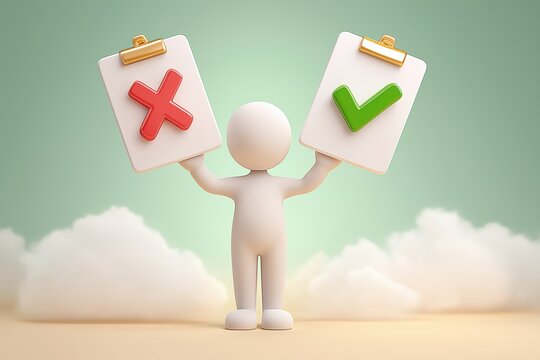 Figure Making a Choice Between Yes and No Options