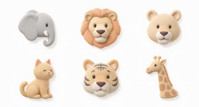 Cute Cartoon Animal Collection for Childrens Designs.