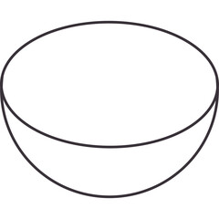 Minimalist Line Art of a Sphere Cut in Half Showing Interior Curve on Transparent Background