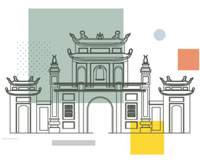 Obraz premium Temple of Literature, Hanoi - dedicated to Confucius - Stock Illustration