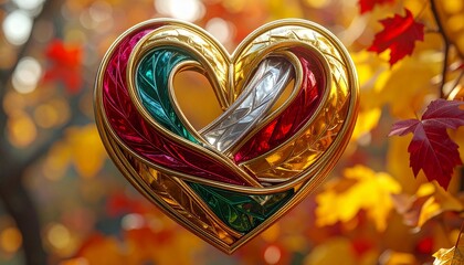 Serce w kolorach złotej jesieni