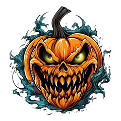 vector illustration of a scary halloween pumpkin  isolated without background