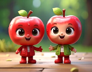 Figurki jabłuszek jako zabawki pluszowe dla dzieci