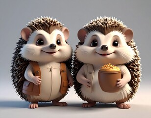 Figurki jeży z uśmiechniętymi buziami jako pluszowe zabawki dla najmłodszych