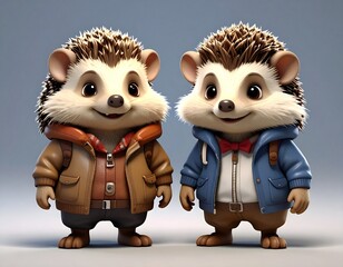 Figurki jeży z uśmiechniętymi buziami jako pluszowe zabawki dla najmłodszych