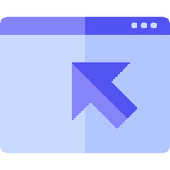 Modern Computer Interface Icon With Purple Arrow Cursor Navigating A Digital Window Displaying Data Points And Navigation Elements Clean Flat Design Style