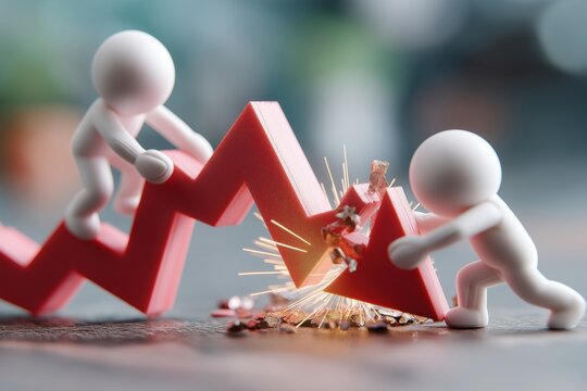 Business Team Stopping a Financial Crisis and Decline