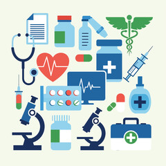 Vector Collection of Medical and Healthcare Icons for Health and Science Concepts