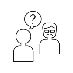 会議、ミーティング、Web会議のイラスト（質問、面接、面談、上司、キャリアプラン、進路相談、評価面談、相談）