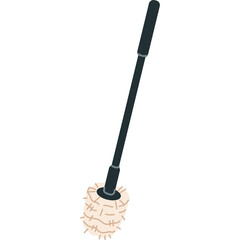 Modern Mop With Black Handle And Cream Colored Head Used For Household Cleaning In A Clean And Minimalist Design