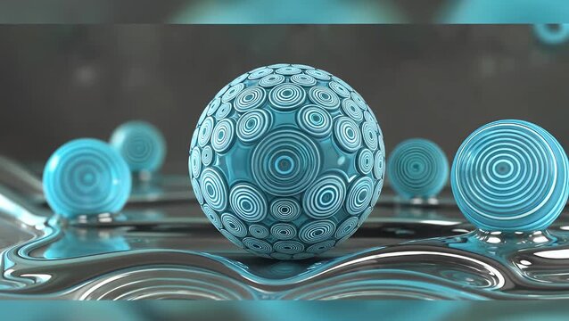  video abstract bokeh background with blue plastic effect spheres and ring squiggles this liquid motion style background animation is full hd and a seamless