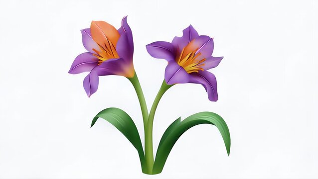 Animated Saffron Crocus Plant Swaying in the Wind with a Transparent Background Featuring a Loopable Animation of the Crocus Sativus