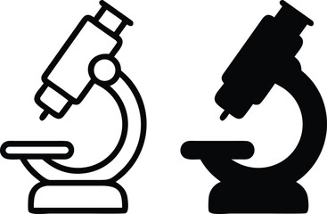 Microscope Icon – Scientific Research and Laboratory Equipment Symbol for Biology and Medical Studies or Vector Silhouette. .eps