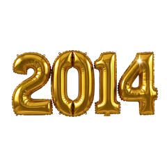 Lustrous gold 2014 year number balloons on black background numbers golden isolated on a transparent background