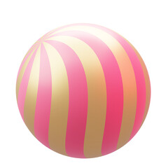 3D Rendering of Pink and Gold Striped Sphere
