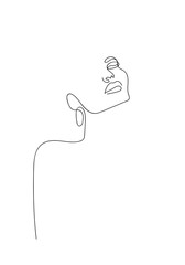 Minimalist one-line drawing of a woman's face with earring, perfect for elegant branding or artistic projects, a modern and stylish design element