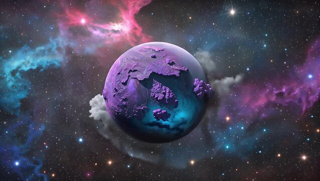 imaginary celestial body situated in the cosmos  characterized by features in shades of indigo and