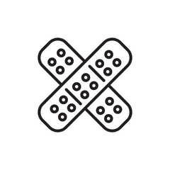 minimal black medical bandage icon with adhesive dots