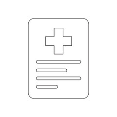 Obraz premium minimal black medical document icon with plus symbol and text lines