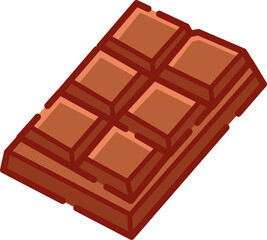 Vector chocolate bar illustration with smooth brown texture, representing sweet food, dessert, and indulgence themes