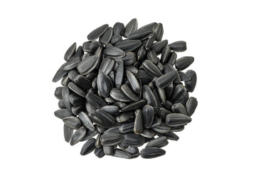 Sunflower seeds isolated on white background. Top view. Flat lay