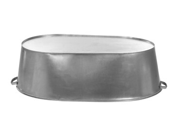 galvanized metal basin with handles, bathtub, laundry and washing container, insulated on a white background