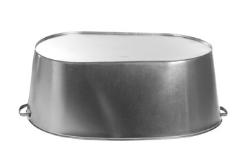 galvanized metal basin with handles, bathtub, laundry and washing container, insulated on a white background