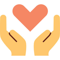 Open Hands Holding A Heart Symbol In A Caring Gesture On A Transparent Background With Soft Orange And Yellow Tones Representing Love And Support