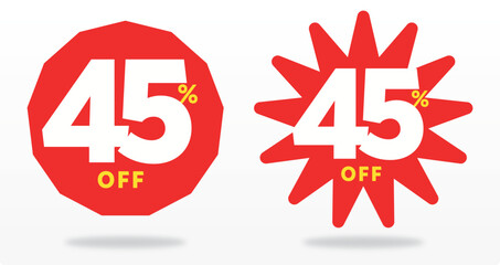 45% off, payment, value, emblem, purchase, discount, advertising, tag, business, banner, label, price, promo, discount, poster, sale, sticker. Offer, icon, set, vector