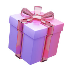 3D Render of Gift Box with Pink Ribbon